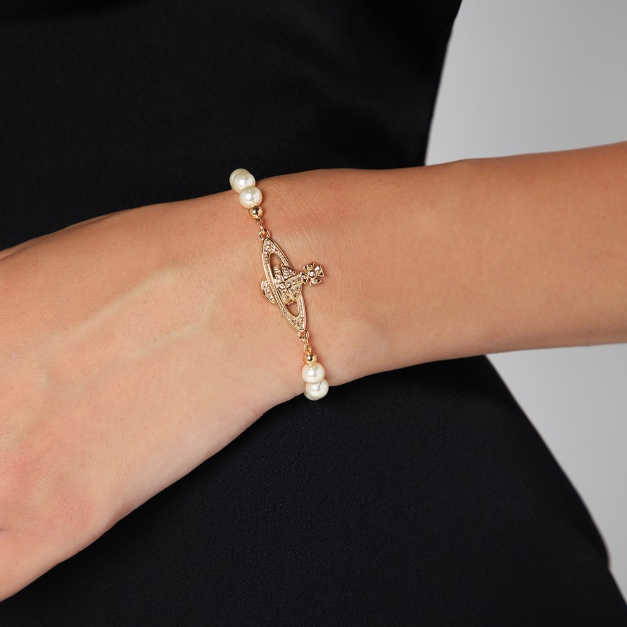 Vivienne Westwood Mini Bas Relief Pearl Bracelet Gold
