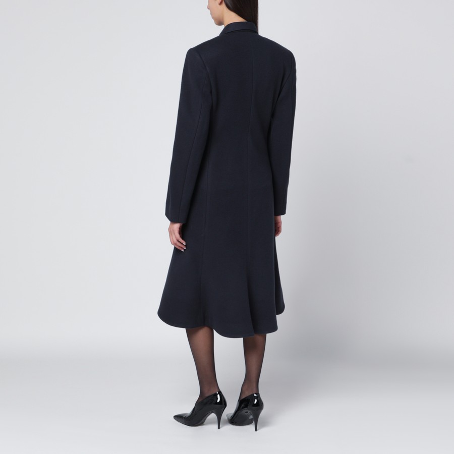 Balenciaga Navy blue Midi Godet wool coat | TheDoubleF