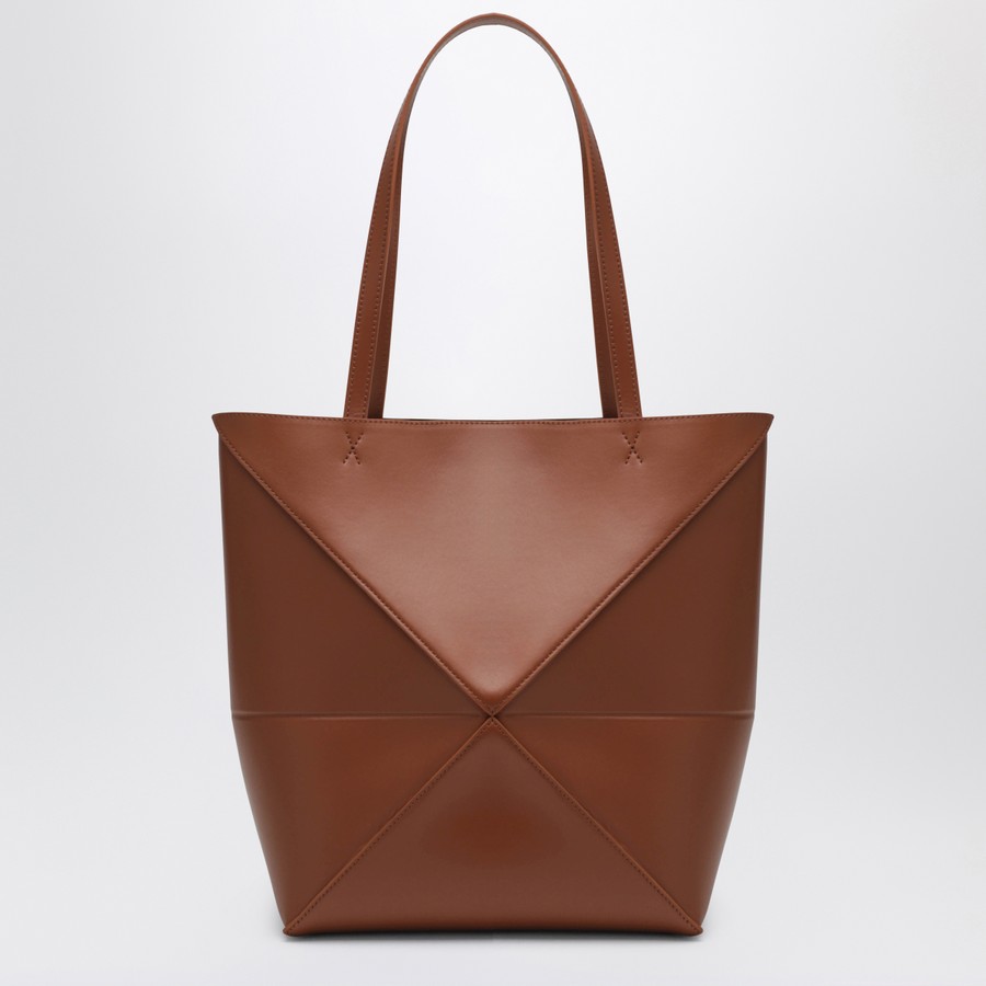 Loewe Medium Puzzle Fold tote bag in light brown leather | TheDoubleF