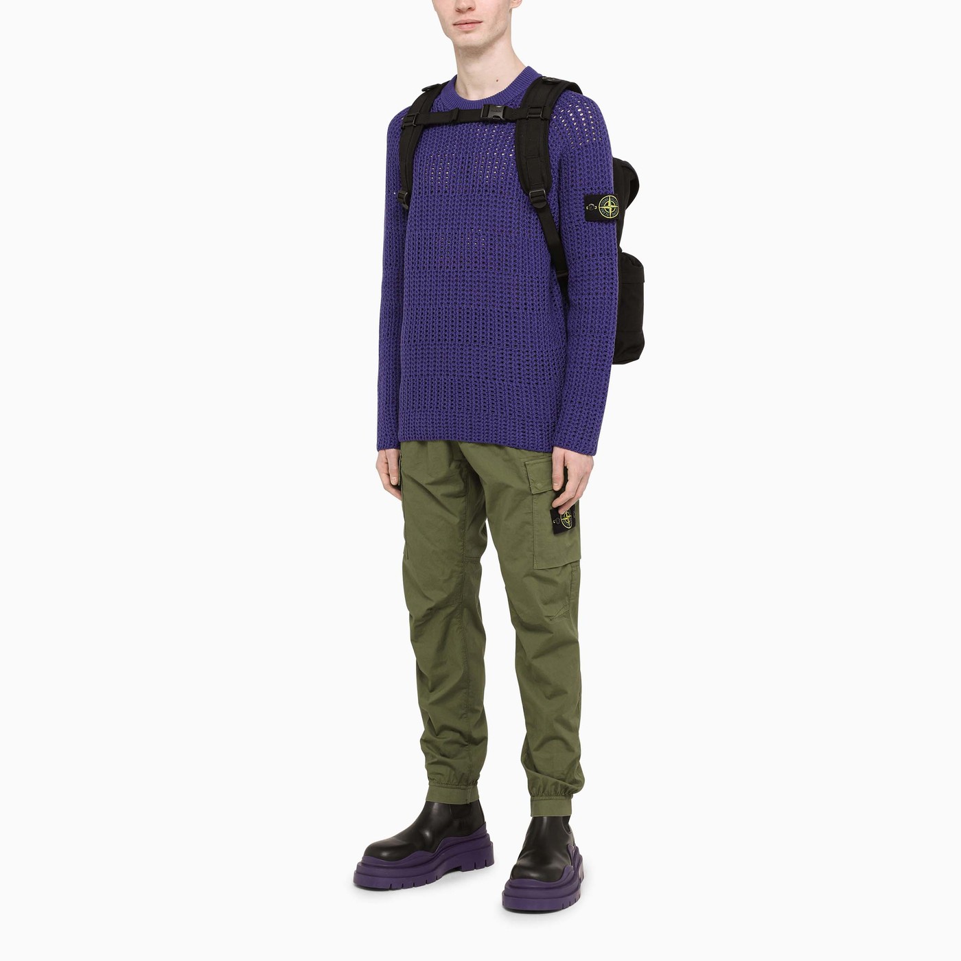 bright blue stone island jumper