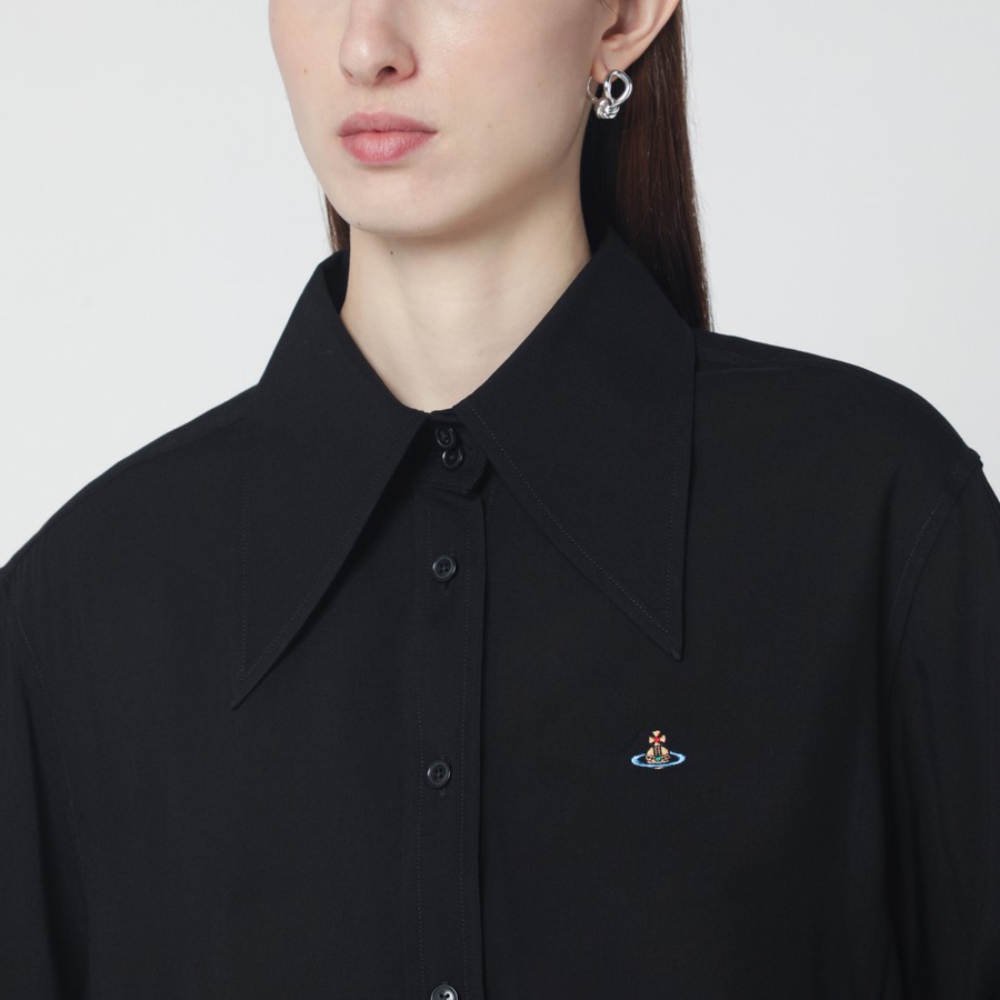 Vivienne Westwood 長袖ブラウス ブラック Vivienne Westwood Black shirt with oversized collar | TheDoubleF