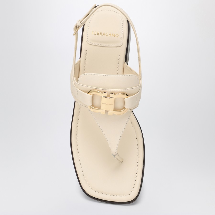 Ferragamo Ivory Gancini ornament thong sandal | TheDoubleF