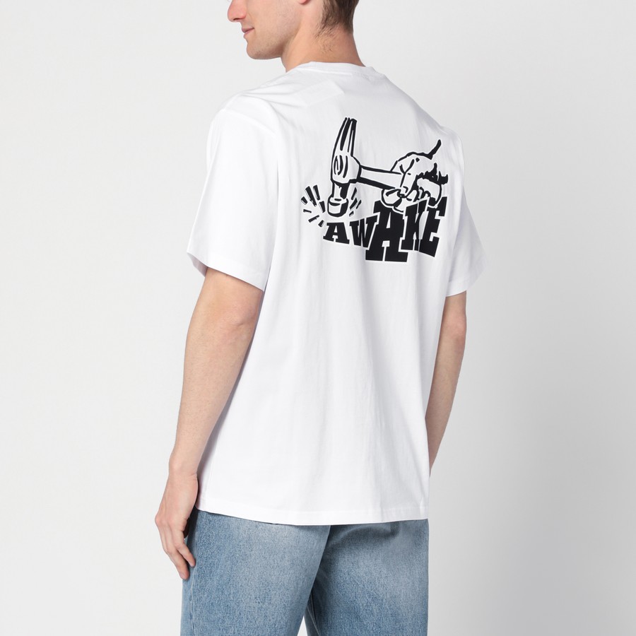 Tシャツ・カットソー AWAKE NY Men T Shirts AWK SP25 TS003CO White Awake NY White T-shirt with hammer print | TheDoubleF