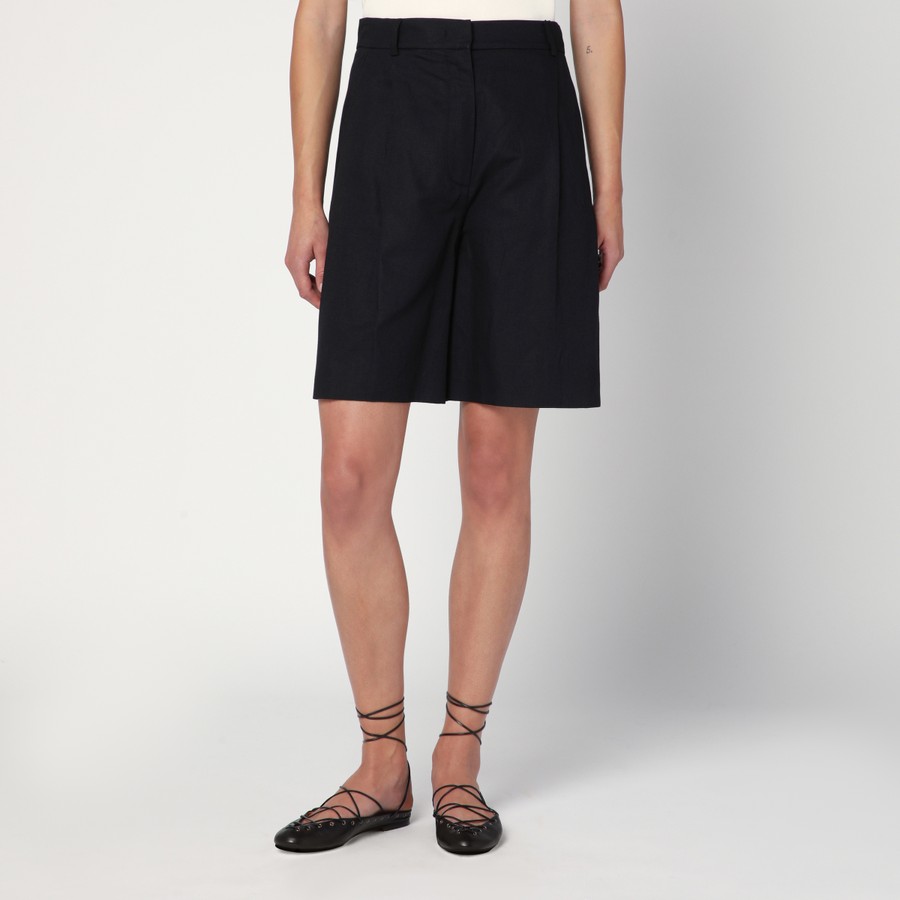 ショートパンツ Weekend Max Mara Black Bermuda shorts in cotton and linen Weekend Max Mara Black Bermuda shorts in cotton and linen