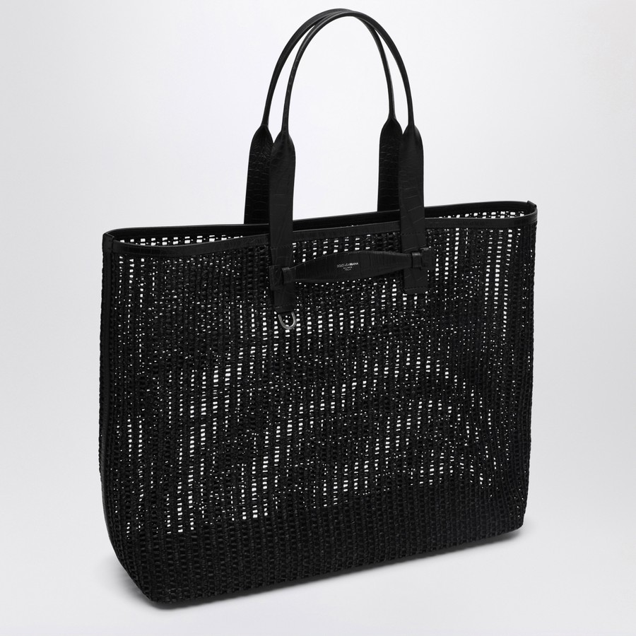 【関税&送料込み】Dolce & Gabbana Adamo Shopping Bag In Wo Dolce&Gabbana Adamo Shopping Bag in black woven mesh