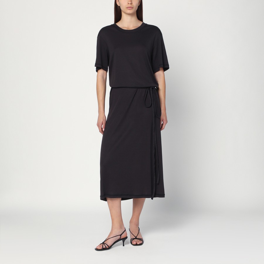 LEMAIRE Black T-shirt dress with belt | TheDoubleF