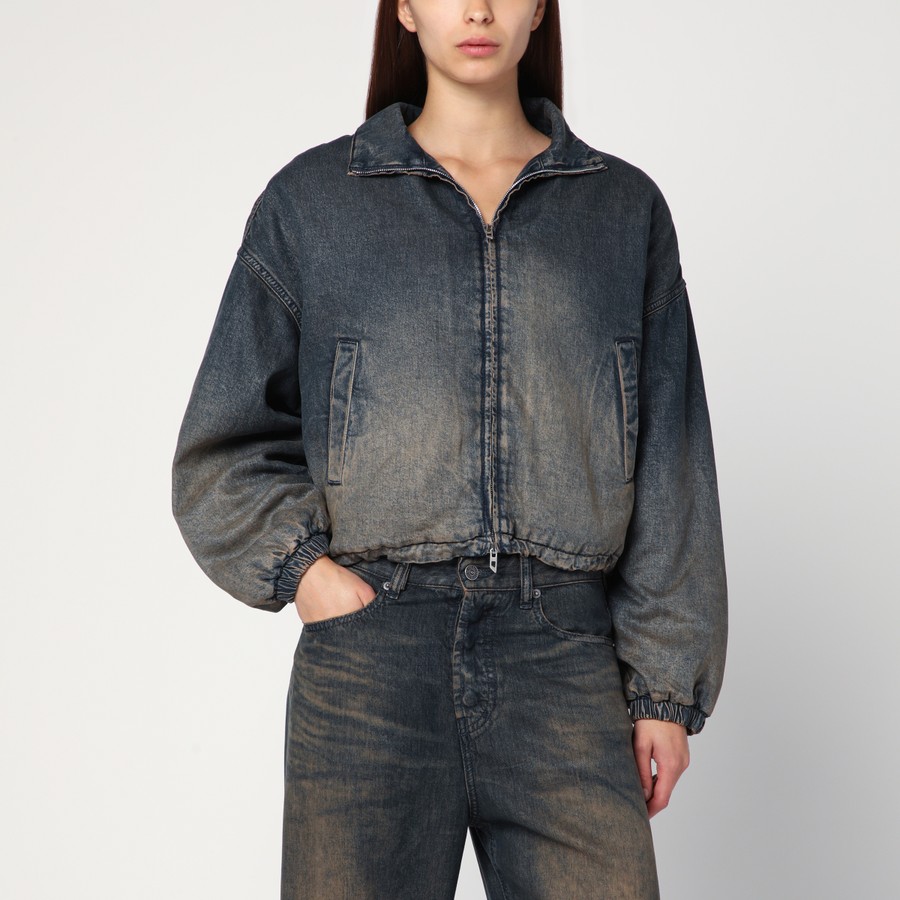 ジャケット DIESEL DE-FLOWER JACKET IN MEDIUM BLUE WITH FADED EFFECT Diesel De-Flower jacket in medium blue with faded effect
