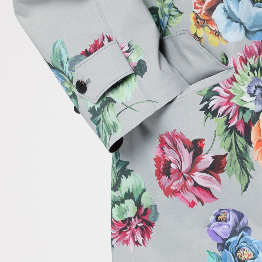 コート PRADA GREY SINGLE-BREASTED COAT IN PRINTED COTTON Prada Grey single-breasted coat in printed cotton | TheDoubleF