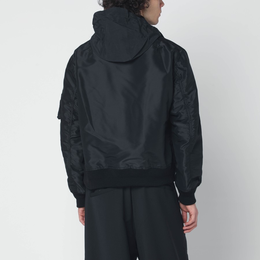 Sacai Black nylon jacket with double zip | TheDoubleF