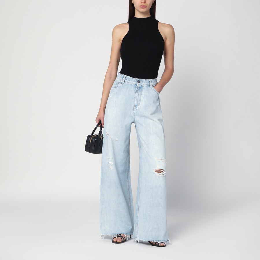 デニム・ジーパン GOLDEN GOOSE Woman Jeans Grey GWP00844P00185425235 Women's bleached jeans with cabochon crystals