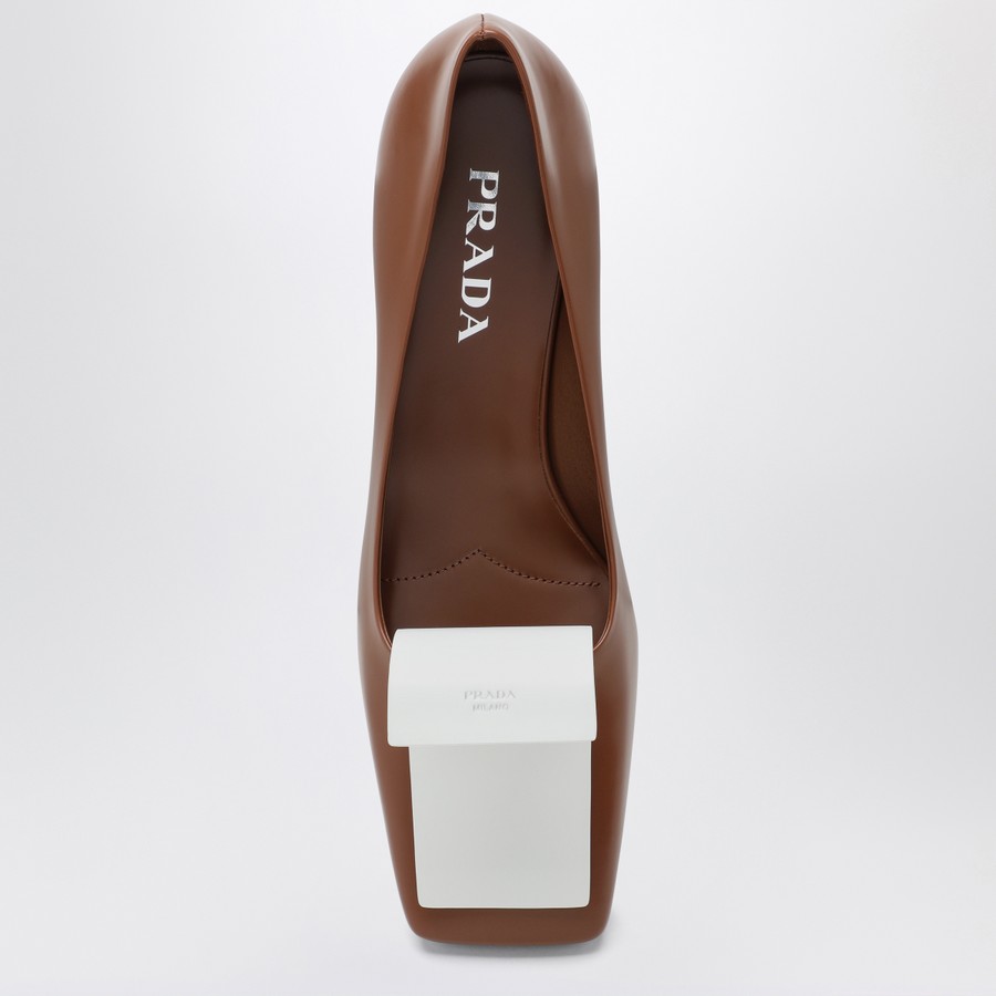 パンプス PRADA TABACCO AND WHITE LEATHER DECOLLETE Prada Tobacco And White Leather Décolleté Elegant Shoes