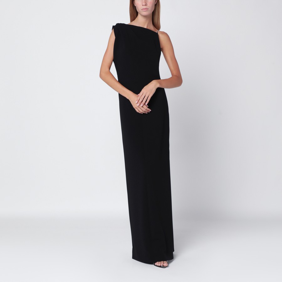 Max Mara Pianoforte Long black cady bustier dress TheDoubleF