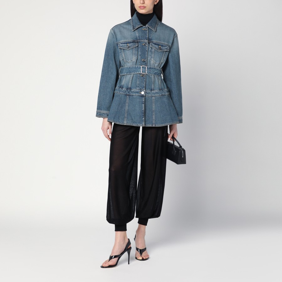 (関税・送料込) ALAIA Denim Basque jacket Alaïa Blue délavé denim jacket with basque | TheDoubleF