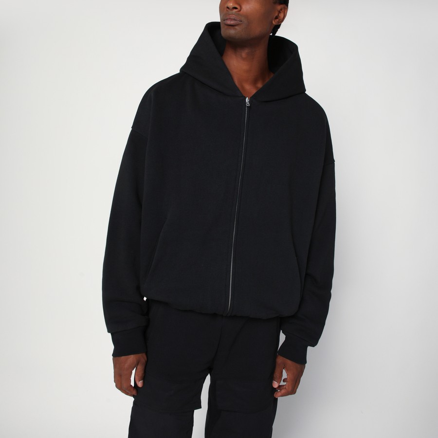 Entire Studios Black zip cotton sweatshirt | TheDoubleF