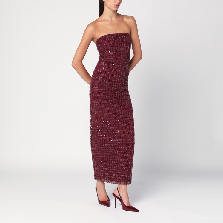 ワンピース ALAIA LONG BURGUNDY DRAPED JERSEY DRESS Alaïa Long burgundy draped jersey dress | TheDoubleF