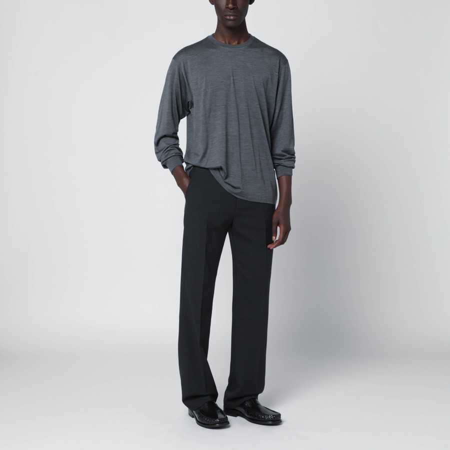 Auralee Grey wool crew-neck sweater | TheDoubleF