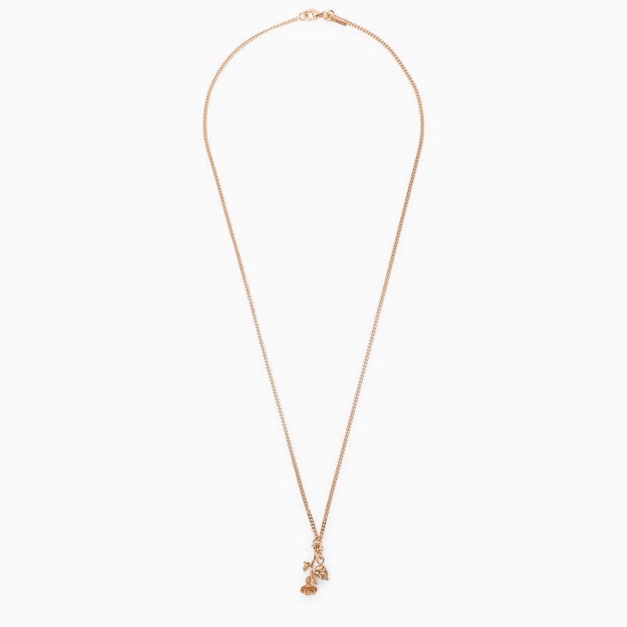 Emanuele Bicocchi Rose and skull necklace in 925 gold-plated