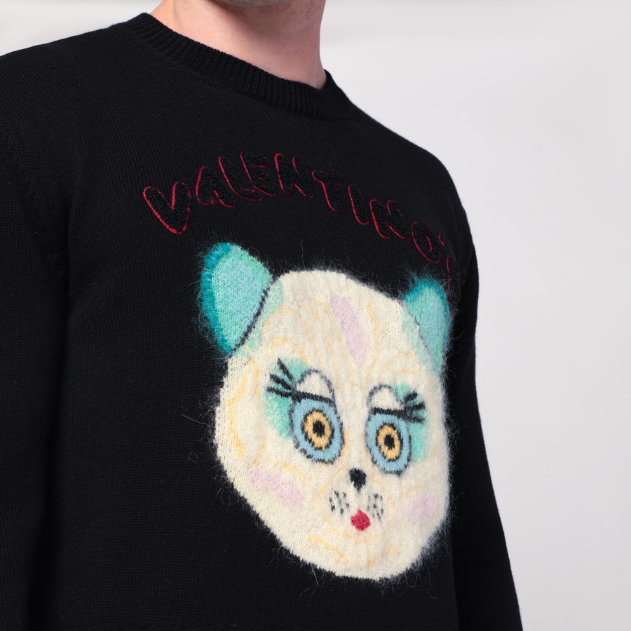 Valentino Black sweater with Le Chat de la Maison patch