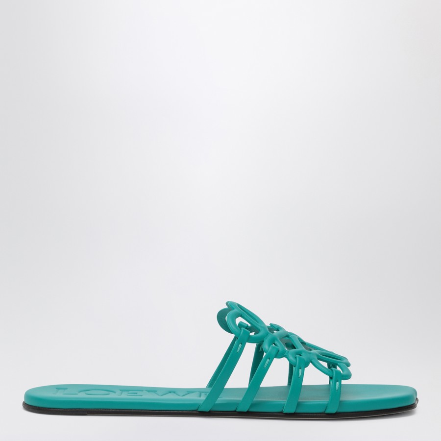 サンダル・ミュール LOEWE PETAL ANAGRAM TURQUOISE SANDAL Loewe Petal Anagram turquoise sandal | TheDoubleF