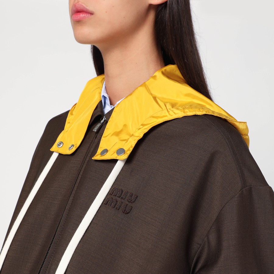 Miu Miu Brown/mustard jacket in kid mohair and technical Miu Miu Brown/mustard jacket in kid mohair and technical