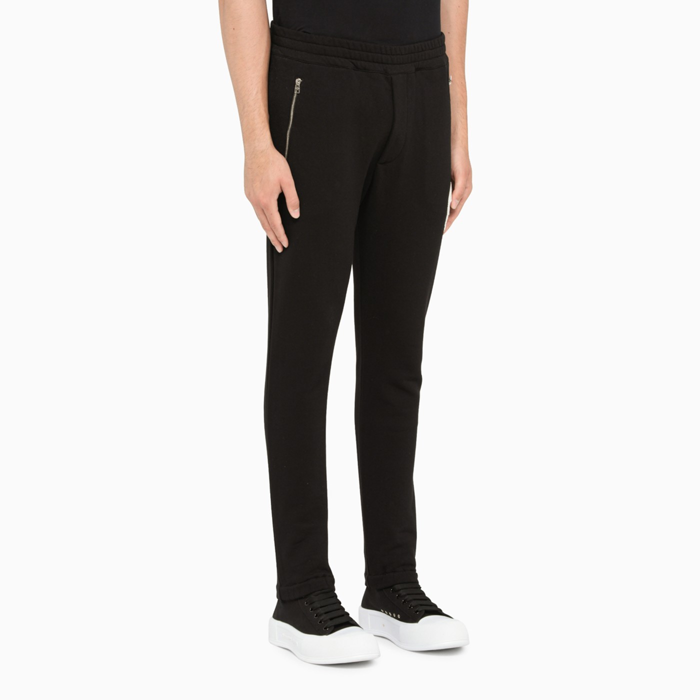 Black skull-patch jogging pants Black skull-patch jogging pants