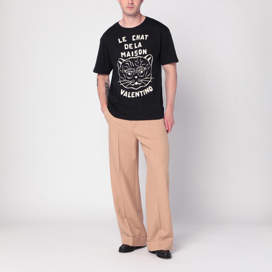 Valentino Black T-shirt with Le Chat de la Maison print