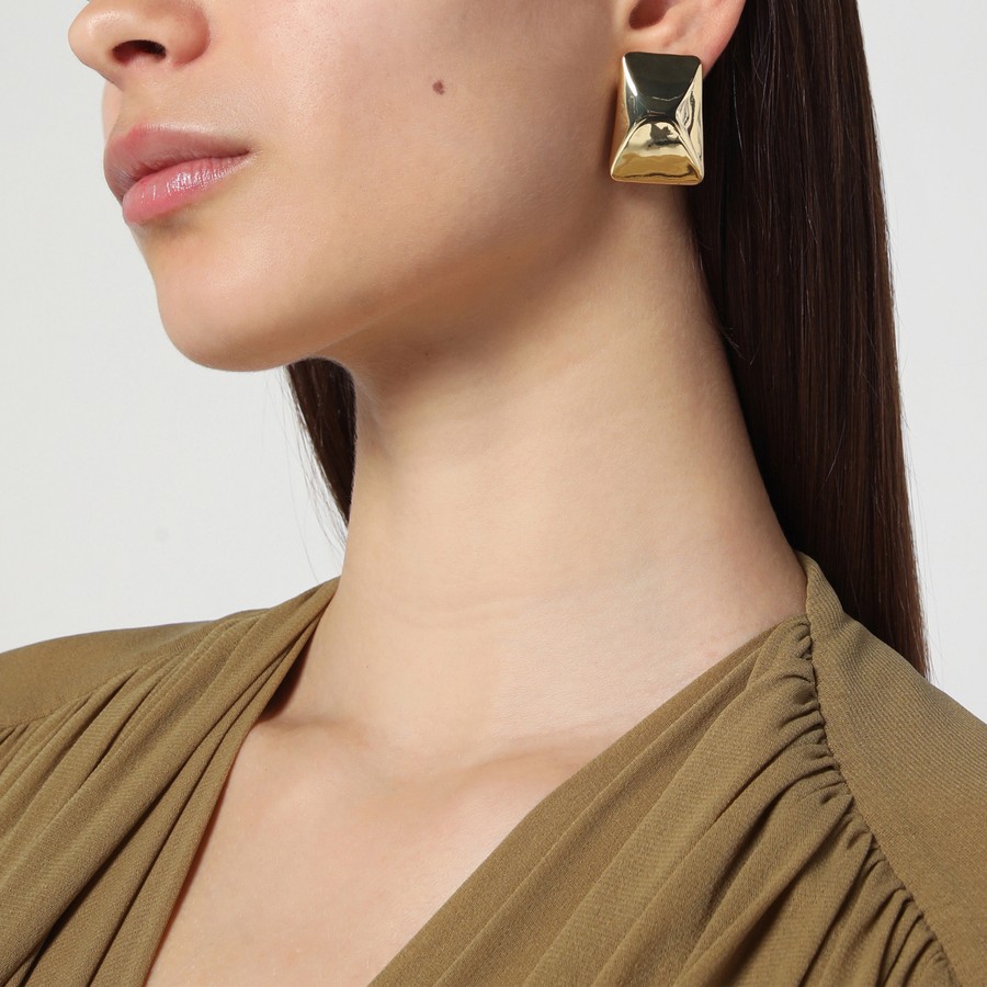ANINE BING Rectangular curved gold earrings | TheDoubleF