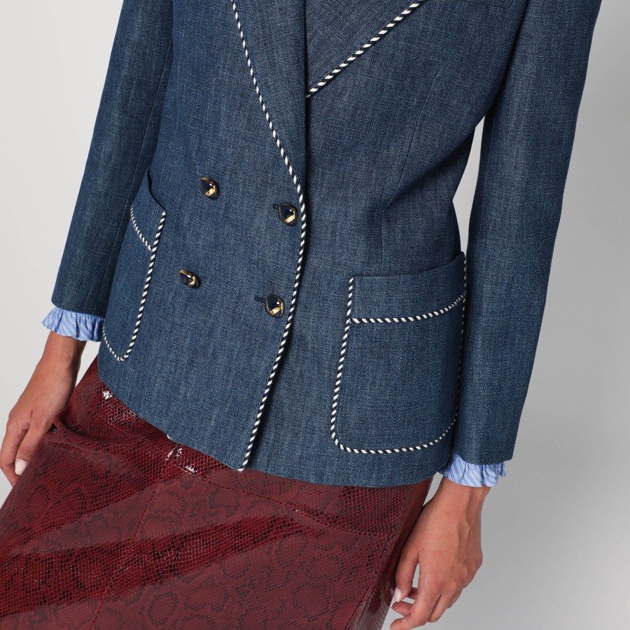 ジャケット Valentino Double-breasted blue jacket in chambray denim Valentino Double-breasted blue jacket in chambray denim