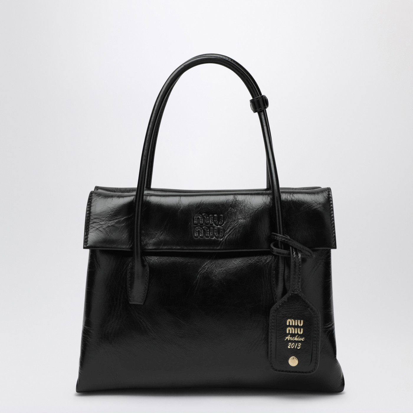 Miu Miu Black Solitaire bag in glossy leather | TheDoubleF