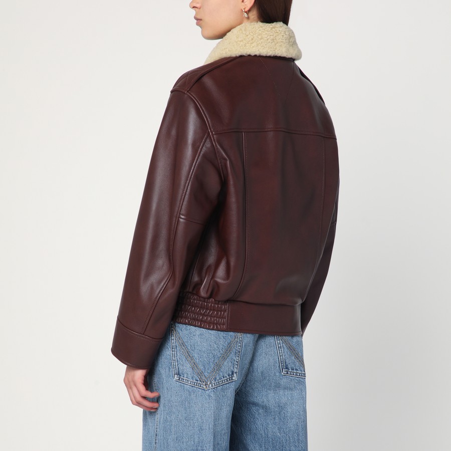 Bottega Veneta Leather jacket with shearling collar | TheDoubleF