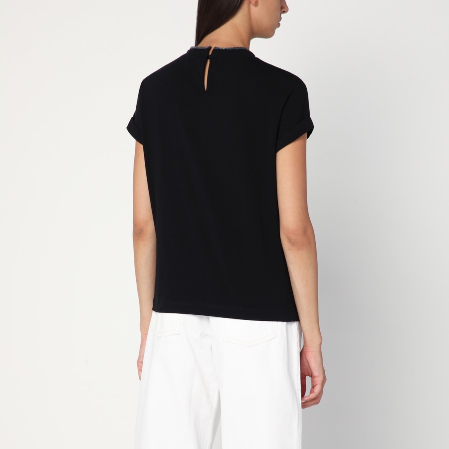 Tシャツ・カットソー Brunello Cucinelli Black Crew-Neck T-Shirt With Pendant Brunello Cucinelli Black crew-neck T-shirt with pendant