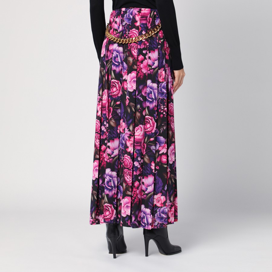 スカート Balenciaga Long Pleated Floral Skirt Balenciaga Floral Print Pleated Long Silk Skirt with Chunky