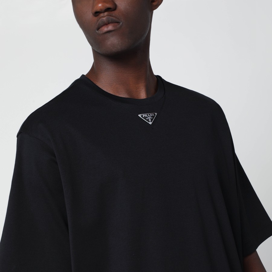 Prada Black T-shirt with logo triangle | TheDoubleF