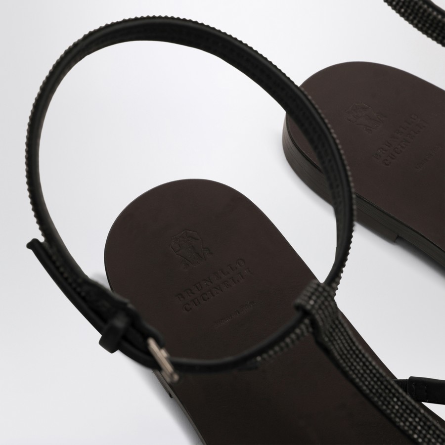 サンダル・ミュール BRUNELLO CUCINELLI Women Sandals MZSKC2983LE C101 BLACK Brunello Cucinelli Black Sandals with Precious Strap
