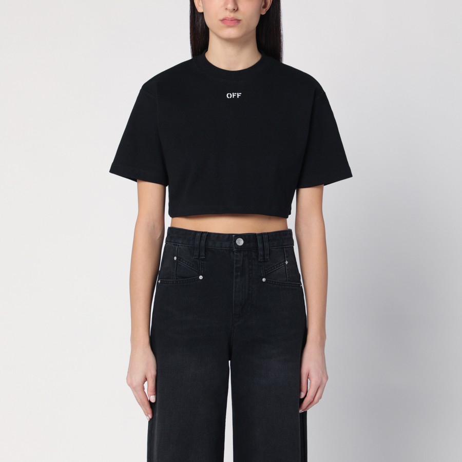 Off-White™ Black cropped T-shirt with logo | TheDoubleF