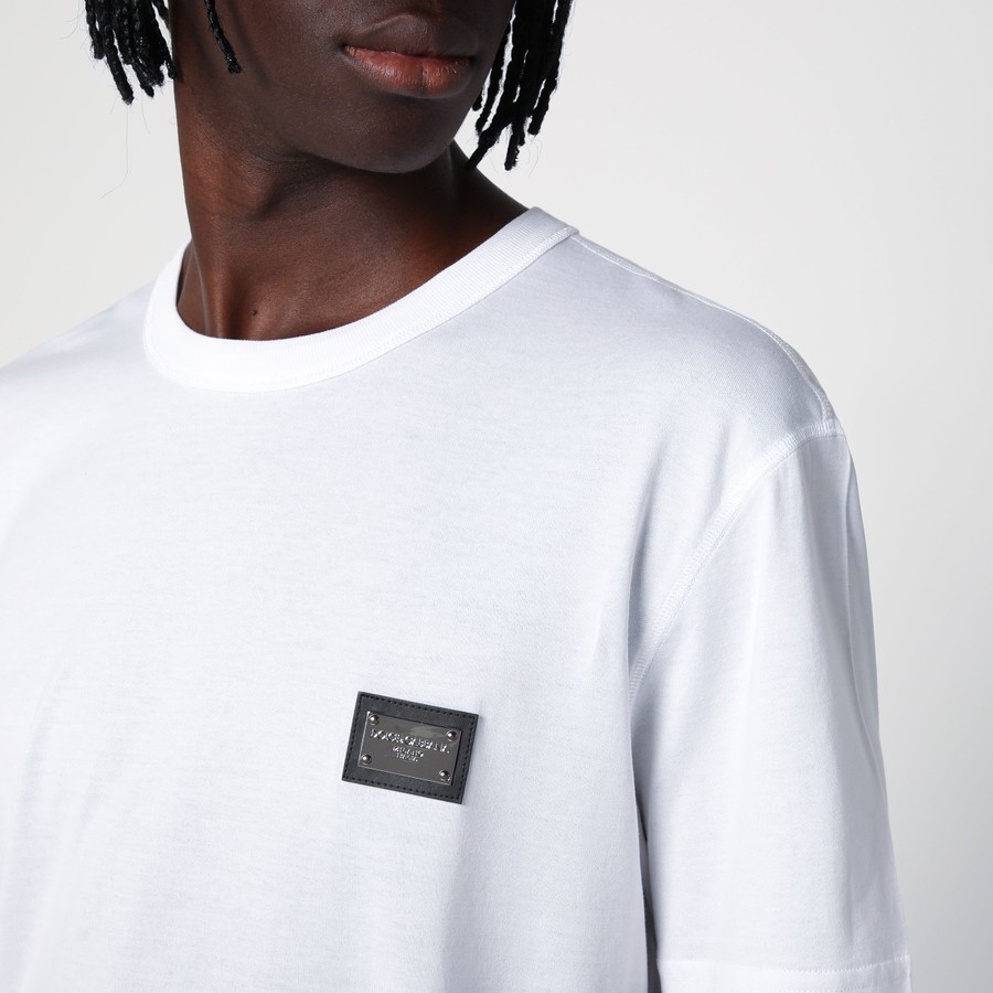 Dolce&Gabbana White t-shirt with logo plaque | TheDoubleF