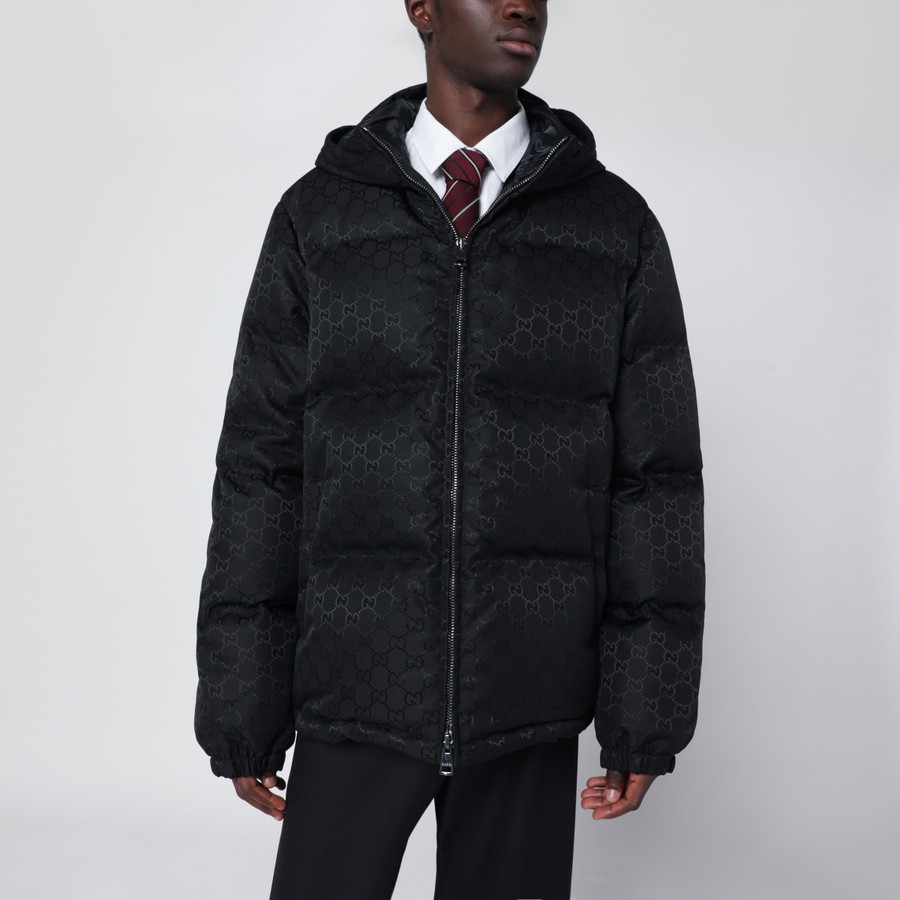 Abbigliamento Giubbotto Pelle Gucci Uomo Giubbotto Nero Con Motivo GG