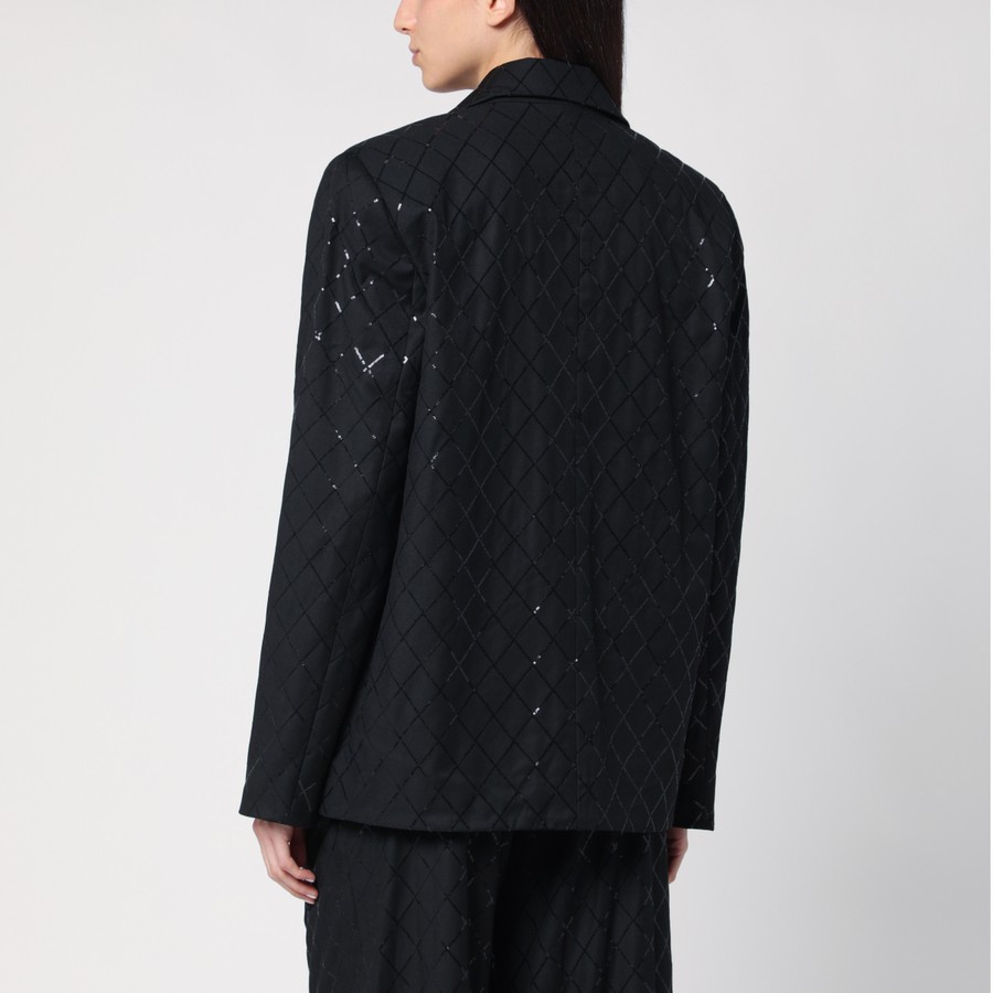 ジャケット ROTATE Birger Christensen Black oversize blazer with sequins ROTATE Birger Christensen Black oversize blazer with sequins