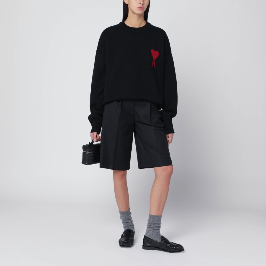 Ami Paris Black wool sweater Ami De Coeur | TheDoubleF