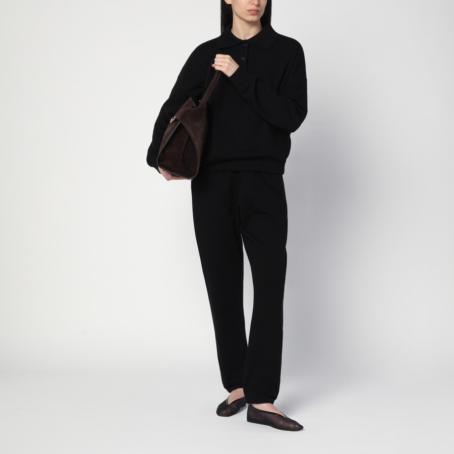 【関税&送料込】The Row Teo Black Cotton And Cashmere Trouse The Row Teo black cotton and cashmere trousers | TheDoubleF