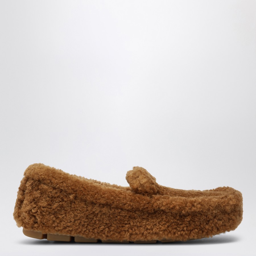 Prada Caramel coloured sheepskin Driver loafer | TheDoubleF