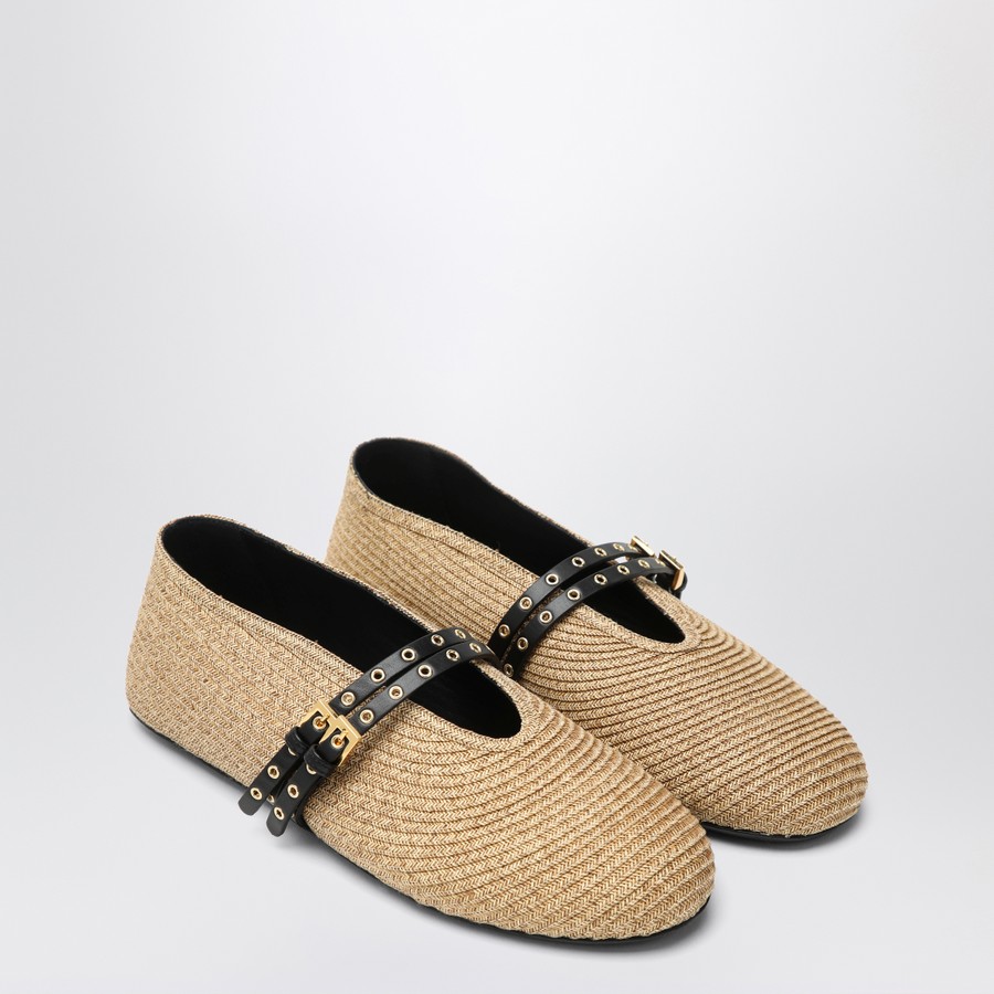 フラットシューズ ALAIA FW25 BALLERINAS PAPER STRAW (AA3A058TK036 113) Alaïa Flat ballerinas natural colour in paper straw | TheDoubleF