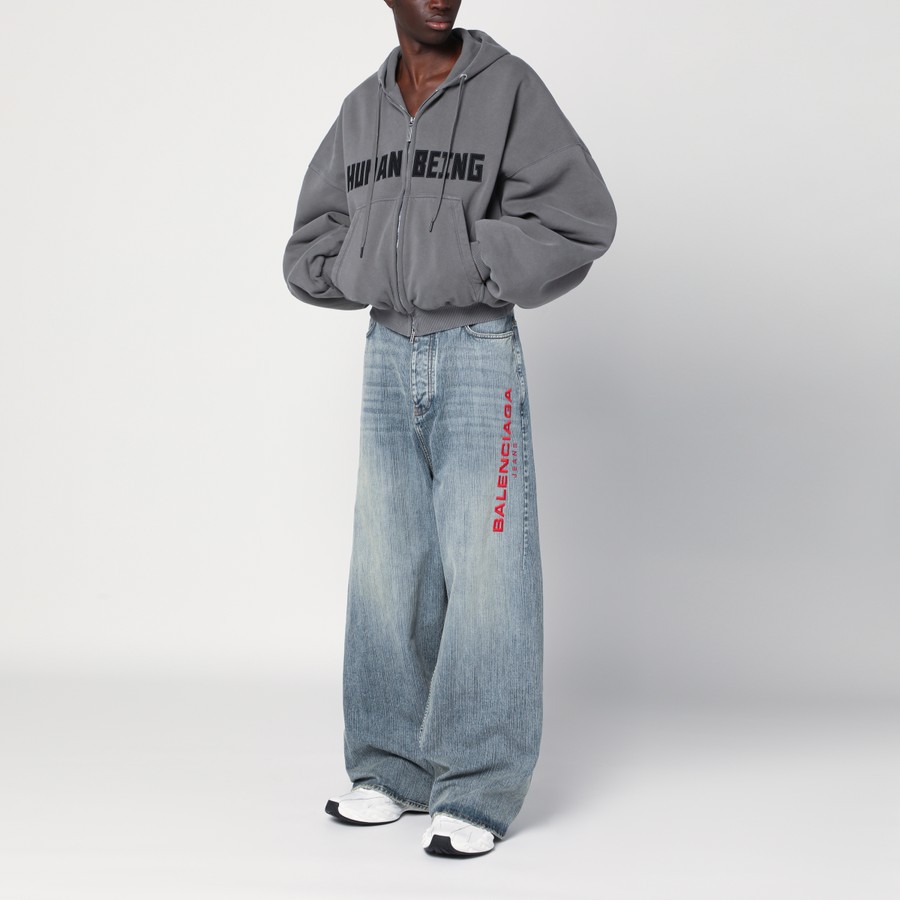Balenciaga Light washed blue baggy jeans with logo | TheDoubleF