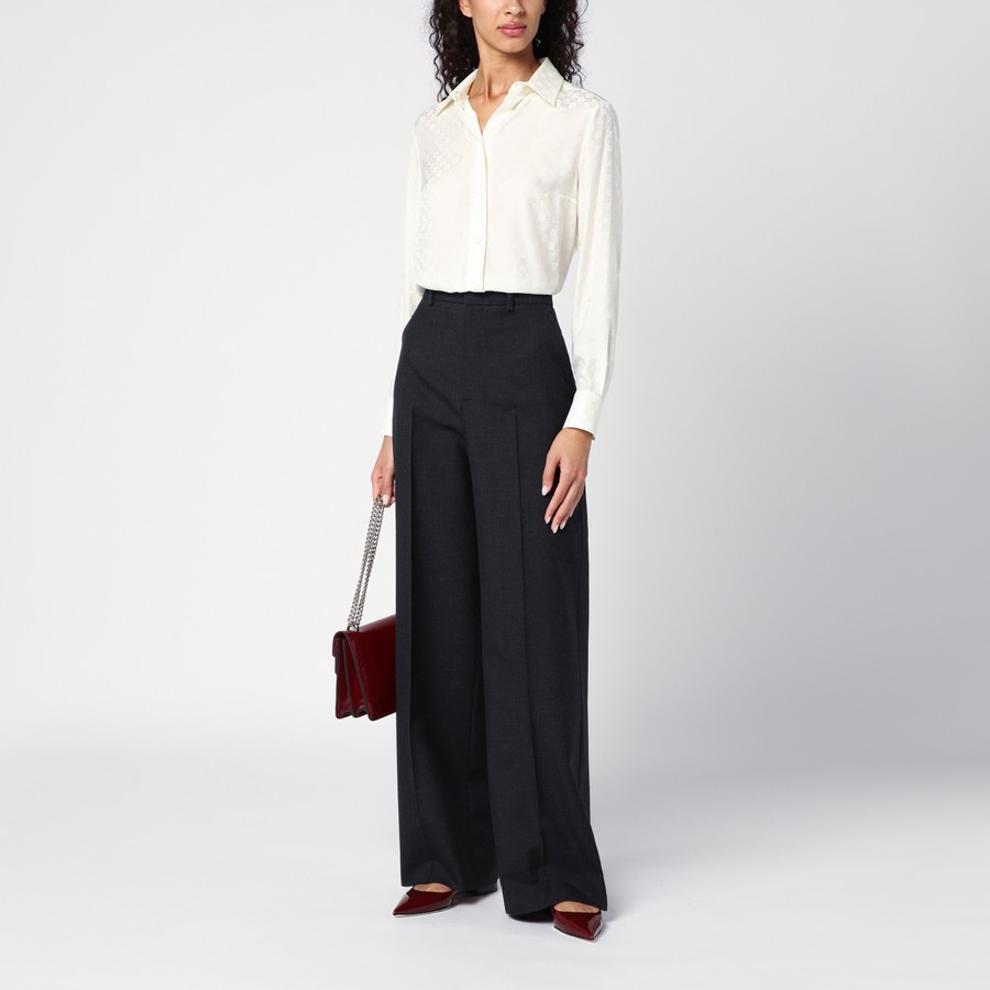 パンツ GUCCI DARK GREY WOOL WIDE TROUSERS Gucci Dark Grey Wool Blend Pant | italist