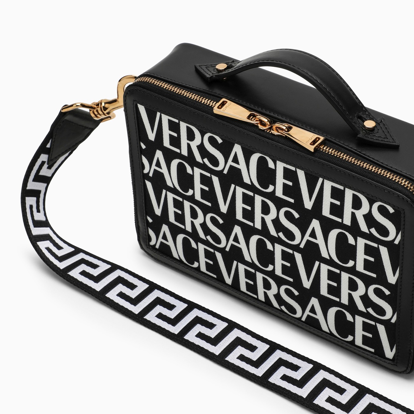 Versace Logo detail black messenger bag TheDoubleF