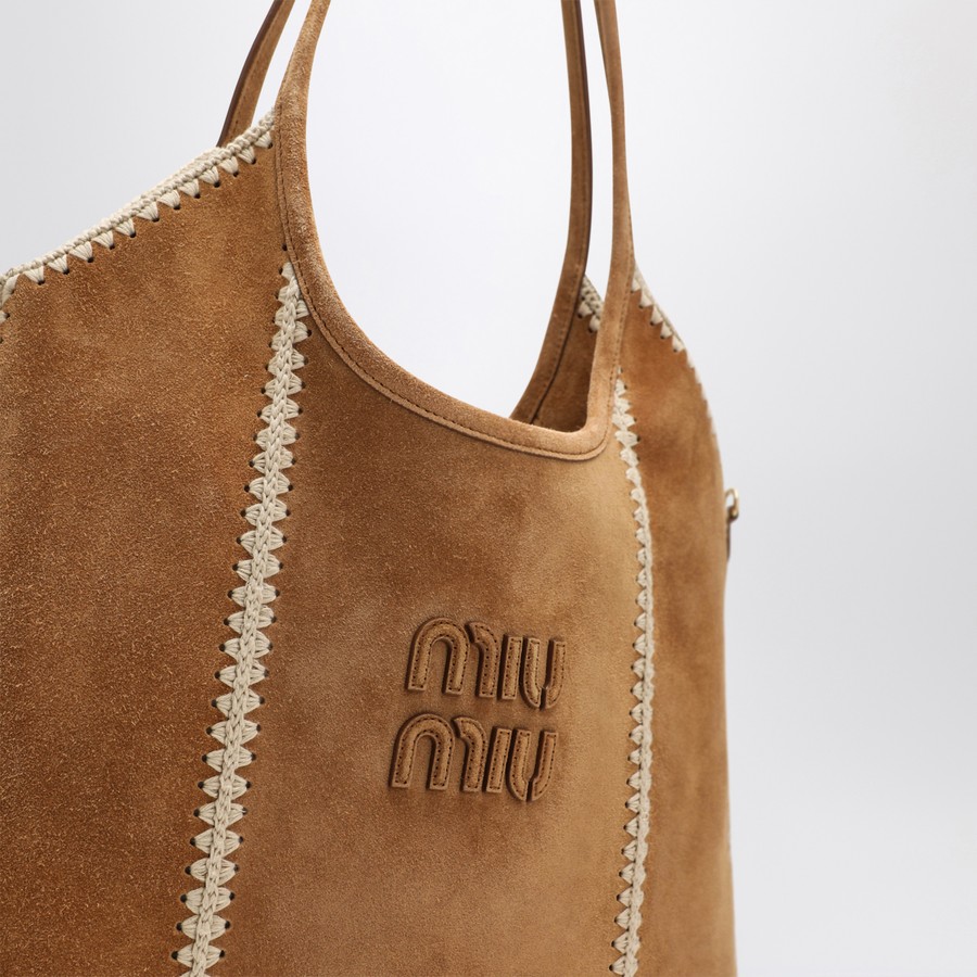 ショルダーバッグ・ポシェット Miu Miu Ivy Suede And Crochet Shoulder Bag Women's Ivy suede and crochet tote bag | MIU MIU | 24S