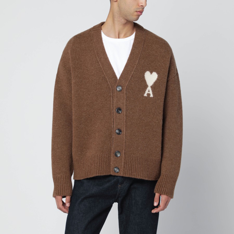 Ami Paris Hazelnut Ami De Coeur cardigan | TheDoubleF