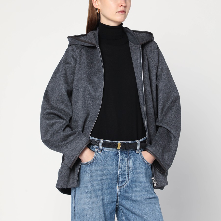 ジャケット BOTTEGA VENETA Dark grey wool jacket (834986V4CB0 1307) Bottega Veneta Grey wool hooded jacket | TheDoubleF