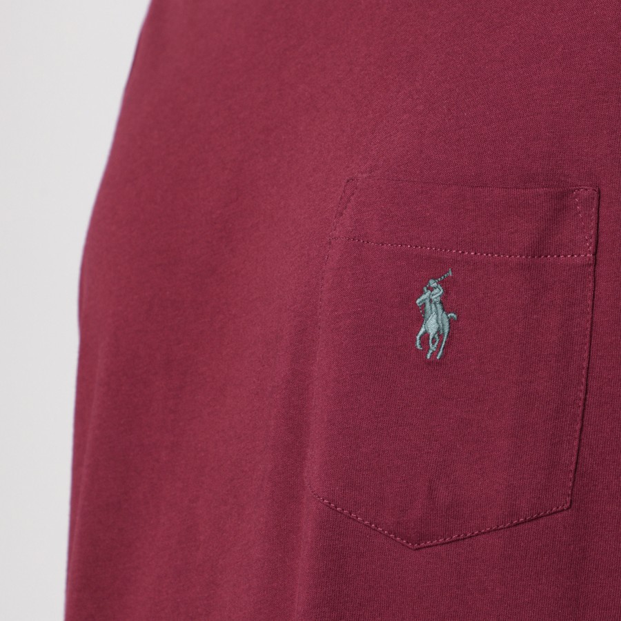 【関税&送料込】Polo Ralph Lauren Wine Red Cotton T-Shirt Cl Polo Ralph Lauren Men's, Custom Slim Fit Mesh Polo Shirt