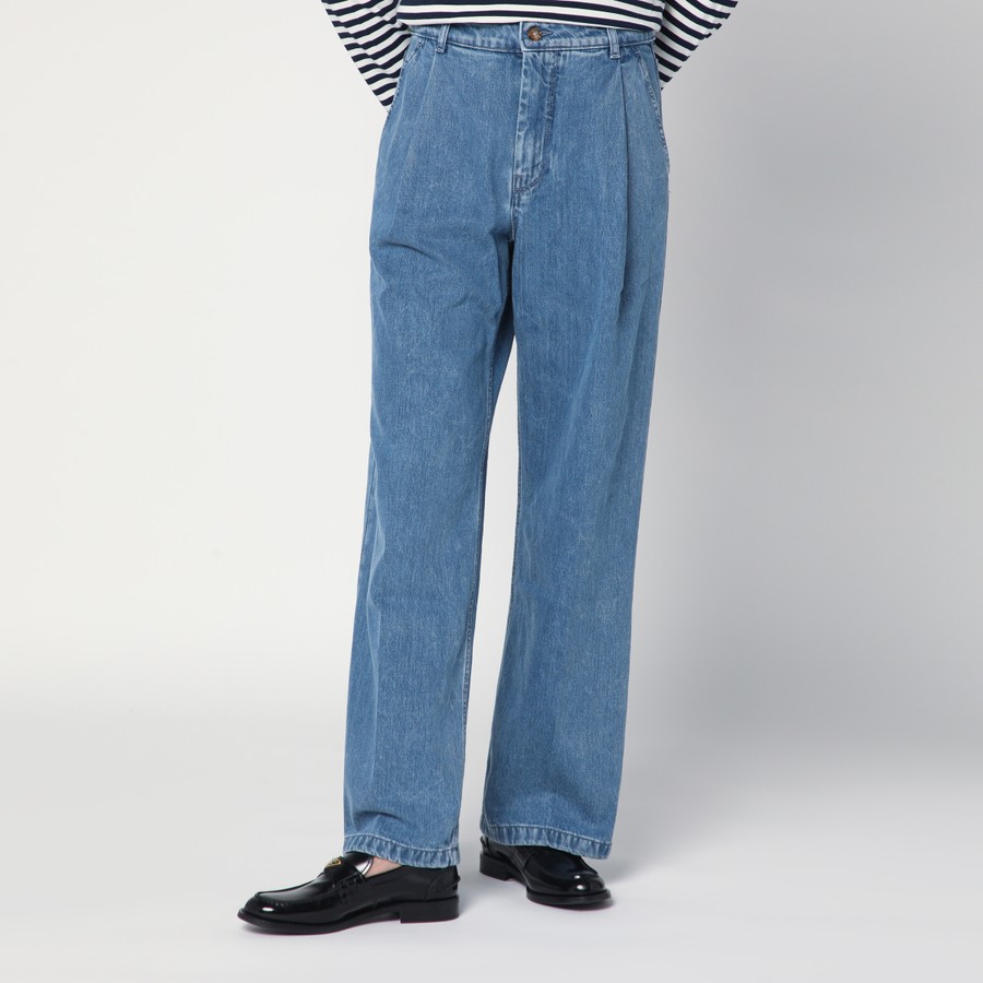 デニム・ジーパン MAISON KITSUNE WIDE PLEATED BLUE JEANS Maison Kitsuné Wide pleated blue jeans | TheDoubleF